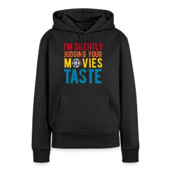Critique de cinéma Cinéphile Cinéphile Amant Drôle Critique - Sweat à capuche Premium bio Femme - noir - Devant - Julia (174cm)