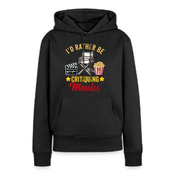 Critique de cinéma Cinéphile Cinéphile Amant Drôle Critique - Sweat à capuche Premium bio Femme - noir - Devant - Julia (174cm)