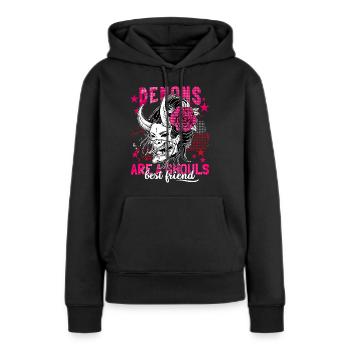Anime Girl, japanische Geisha, Japan Dämon Spruch - Frauen Premium Bio Hoodie - Schwarz - Vorne - Julia (174cm)