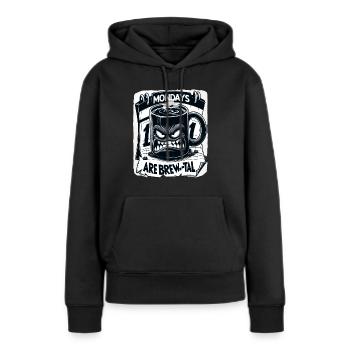 Grimmige Kaffeetasse - Frauen Premium Bio Hoodie - Schwarz - Vorne - Julia (174cm)