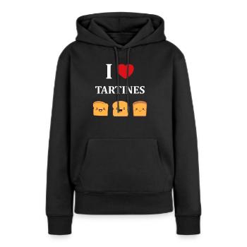 Tartine - Sweat à capuche Premium bio Femme - noir - Devant - Julia (174cm)