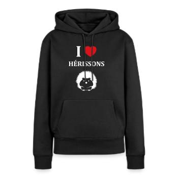 Hérisson - Sweat à capuche Premium bio Femme - noir - Devant - Julia (174cm)
