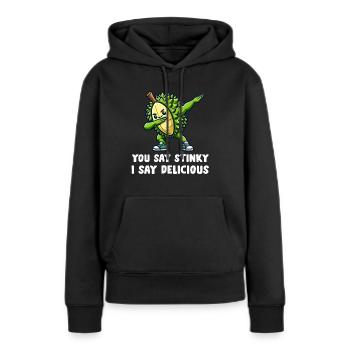 Durian Fruchtliebhaber Lustige Durio Zibethinus Männer - Frauen Premium Bio Hoodie - Schwarz - Vorne - Julia (174cm)