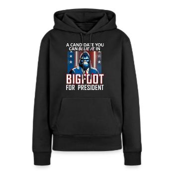 Un candidat en qui vous pouvez croire. Bigfoot pour Presid - Sweat à capuche Premium bio Femme - noir - Devant - Julia (174cm)