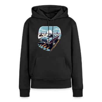 Muscle car dans le désert - Sweat à capuche Premium bio Femme - noir - Devant - Julia (174cm)