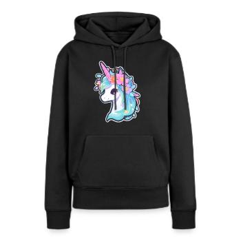 Mignon Unicron Flora Amoureux des chevaux - Sweat à capuche Premium bio Femme - noir - Devant - Julia (174cm)