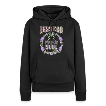 Citation de motivation, citation égoïsme, Couronne de lavande - Sweat à capuche Premium bio Femme - noir - Devant - Julia (174cm)