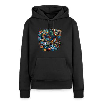 Traditioneller chinesischer Drache - Frauen Premium Bio Hoodie - Schwarz - Vorne - Julia (174cm)