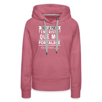 Camiseta Cristiana Para Mujer En Espanol Spanish - Women’s Premium Organic Hoodie - mauve - Front - Isabella (175cm)