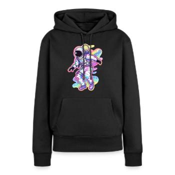 Trippy Astronaute Psychédélique EDM Festival Rave - Sweat à capuche Premium bio Femme - noir - Devant - Julia (174cm)