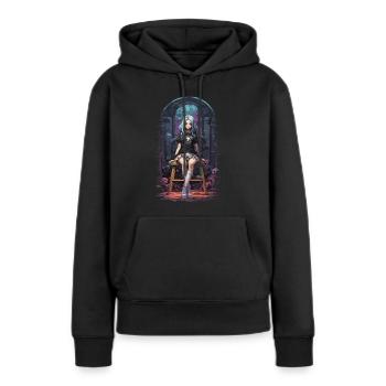 Kawaii Goth Pastel Anime e-girl Streetwear - Sweat à capuche Premium bio Femme - noir - Devant - Julia (174cm)