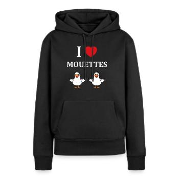 Mouettes - Sweat à capuche Premium bio Femme - noir - Devant - Julia (174cm)