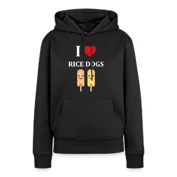 Mais Hundefutter - Frauen Premium Bio Hoodie - Schwarz - Vorne - Julia (174cm)