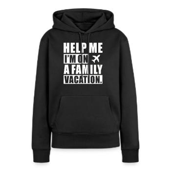 Au secours, je suis en vacances en famille - Sweat à capuche Premium bio Femme - noir - Devant - Julia (174cm)