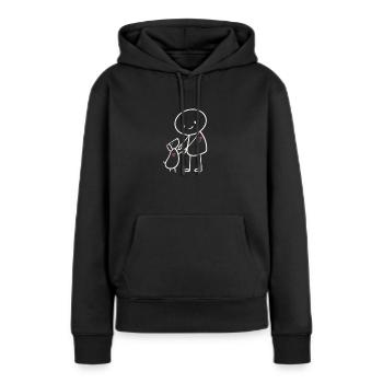 Hund Strichmännchen Hundebesitzer geht mit Hunden - Frauen Premium Bio Hoodie - Schwarz - Vorne - Julia (174cm)