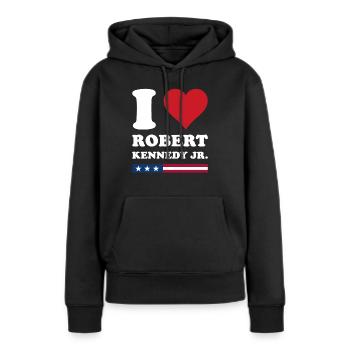 J’aime Robert Kennedy JR - Sweat à capuche Premium bio Femme - noir - Devant - Julia (174cm)