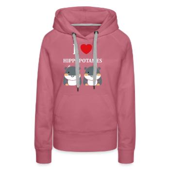 amour petit hippopotame - Sweat à capuche Premium bio Femme - mauve - Devant - Isabella (175cm)