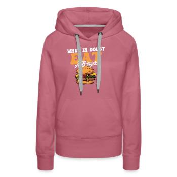 En cas de doute, mangez un hamburger, des petits pains, de la nourriture, du hamburger - Sweat à capuche Premium bio Femme - mauve - Devant - Isabella (175cm)