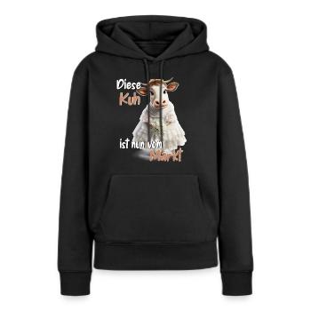 Damen Landwirtin Braut Outfit mit Kuh JGA - Frauen Premium Bio Hoodie - Schwarz - Vorne - Julia (174cm)