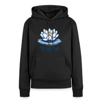 Lotusblume auf dem Wasser - Frauen Premium Bio Hoodie - Schwarz - Vorne - Julia (174cm)