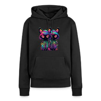 Electronic Festival Trippy Cat Art Psychedelic - Women’s Premium Organic Hoodie - black - Front - Julia (174cm)