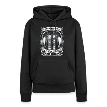 Livre audio - Sweat à capuche Premium bio Femme - noir - Devant - Julia (174cm)
