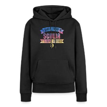 Ich will ein Schwa sein, der nie gestresst ist - Frauen Premium Bio Hoodie - Schwarz - Vorne - Julia (174cm)