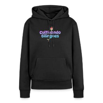 Cultivando Bilingües Spanischlehrer Bekleidung - Frauen Premium Bio Hoodie - Schwarz - Vorne - Julia (174cm)