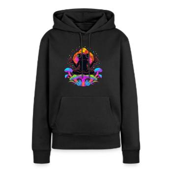 Psychedelic EDM Festival Meditation Frog Art - Women’s Premium Organic Hoodie - black - Front - Julia (174cm)