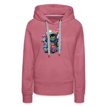 Psychédélique Astronaute Champignon Art Trippy Raver DJ - Sweat à capuche Premium bio Femme - mauve - Devant - Isabella (175cm)