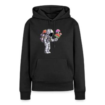 Mignon Trippy Astronaute EDM Rave DJ psychédélique - Sweat à capuche Premium bio Femme - noir - Devant - Julia (174cm)