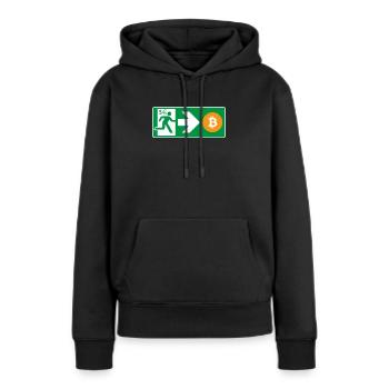 Notausgang Bitcoin Bitcoiner - Frauen Premium Bio Hoodie - Schwarz - Vorne - Julia (174cm)