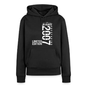 Januar 2007 Januar Jubiläum Januar 2007 - Frauen Premium Bio Hoodie - Schwarz - Vorne - Julia (174cm)