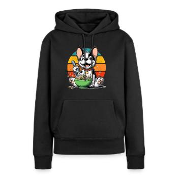 Retro Cute French Bulldog Eat A Bowl of Cereal - Women’s Premium Organic Hoodie - black - Front - Julia (174cm)