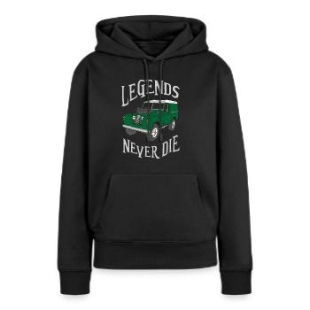 LR Series 2 Landy, Land - Rover - Classic Motif (g) - Women’s Premium Organic Hoodie - black - Front - Julia (174cm)