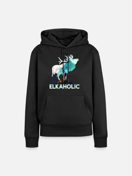 Elchjagd Elkaholic Jäger - Frauen Premium Bio Hoodie - Schwarz