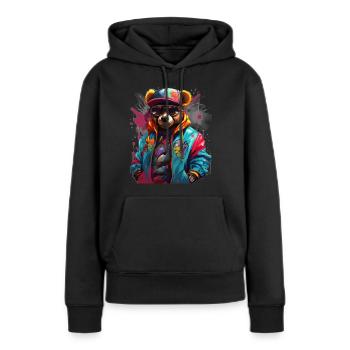 Teddybär - Frauen Premium Bio Hoodie - Schwarz - Vorne - Julia (174cm)