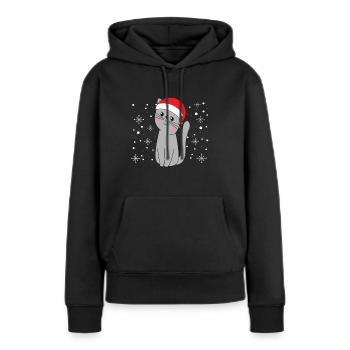 Cat With Christmas Hat cats Lover Gift Idea - Frauen Premium Bio Hoodie - Schwarz - Vorne - Julia (174cm)