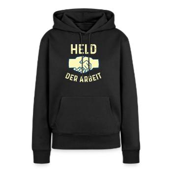 Held Der Arbeit - Ostalgie - Frauen Premium Bio Hoodie - Schwarz - Vorne - Julia (174cm)