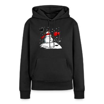 Bonhomme de neige Golf vêtements Golf en hiver Golf Balle - Sweat à capuche Premium bio Femme - noir - Devant - Julia (174cm)