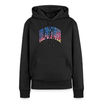 Depression und bipolares Bewusstsein: - Frauen Premium Bio Hoodie - Schwarz - Vorne - Julia (174cm)