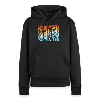 Dépression et conscience bipolaire : - Sweat à capuche Premium bio Femme - noir - Devant - Julia (174cm)