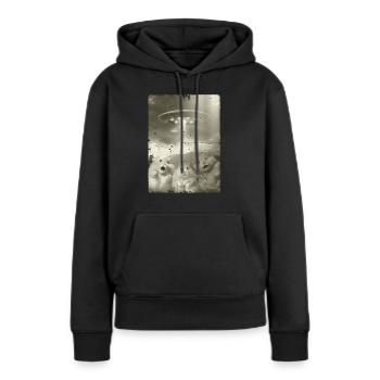 Alien Ufo Invasion Hamster - Frauen Premium Bio Hoodie - Schwarz - Vorne - Julia (174cm)