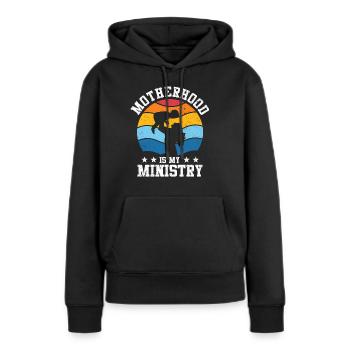 La maternité est mon ministère - Sweat à capuche Premium bio Femme - noir - Devant - Julia (174cm)
