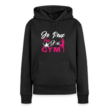 Ich kann nicht, ich habe kein Fitnessstudio - Frauen Premium Bio Hoodie - Schwarz - Vorne - Julia (174cm)