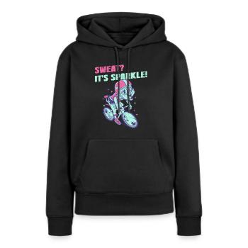 Sweat? It's Sparkle | Radsport Rennrad Shirt - Frauen Premium Bio Hoodie - Schwarz - Vorne - Julia (174cm)