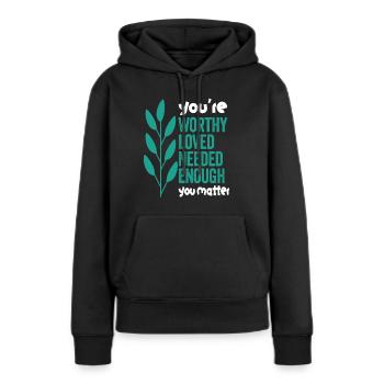 Dépression et conscience bipolaire : - Sweat à capuche Premium bio Femme - noir - Devant - Julia (174cm)