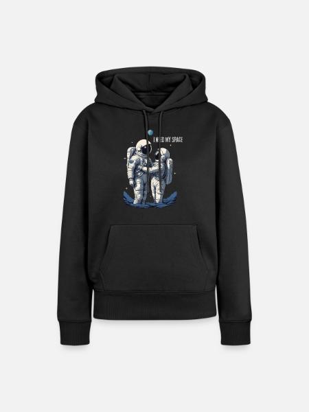 Verliebtes Astronautenpaar - Frauen Premium Bio Hoodie - Schwarz