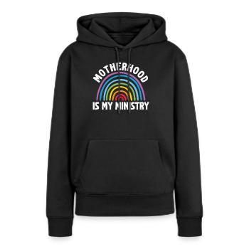 La maternité est mon ministère - Sweat à capuche Premium bio Femme - noir - Devant - Julia (174cm)