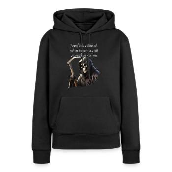 Beruflich wollte ich schon immer was mit Menschen - Frauen Premium Bio Hoodie - Schwarz - Vorne - Julia (174cm)
